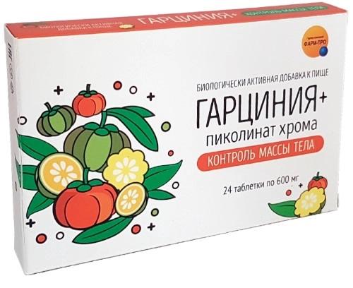 Гарциния + Пиколинат хрома. Контроль массы тела табл. 600 мг № 24 БАД