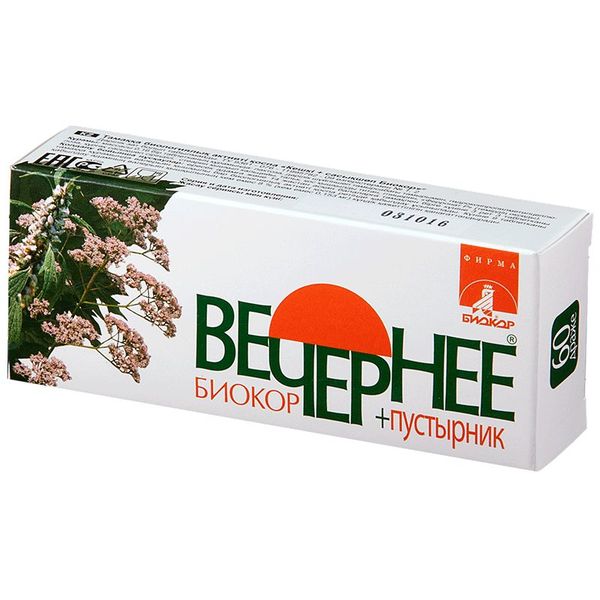 Вечернее+ пустырник Биокор драже 0.16 г № 60 БАД