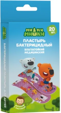 Набор пластырей Ми-ми-мишки детских влагостойких 1.9х7.2см № 20