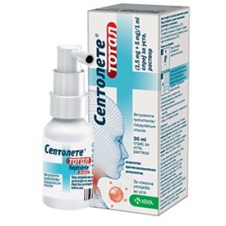 Септолете тотал спрей для местн. прим. 0.15 мг+0.5 мг/доза 250доз 30 мл 