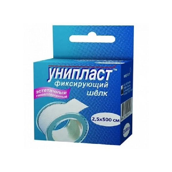 Лейкопластырь 2.5х500 см Унипласт фиксирующий шелк. основа