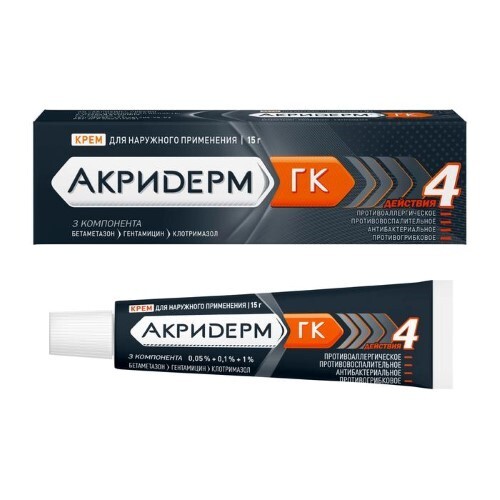 Акридерм ГК крем для нар. прим. 0.05%+0.1%+1% 15 г