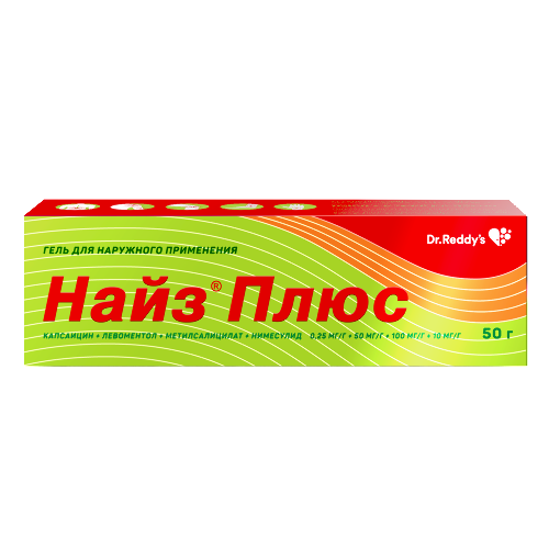 Найз Плюс гель для нар. прим. 0.25+50+100+10 мг/г 50 г