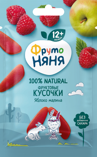 Фруктовые кусочки Фрутоняня яблоко и малина б/сахара 15 г 12+