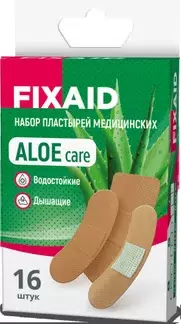 Набор пластырей бактериц. Фиксэйд Алоэ Кеа (72х19-8шт/72х38-2шт/72х25 мм-6шт) № 16