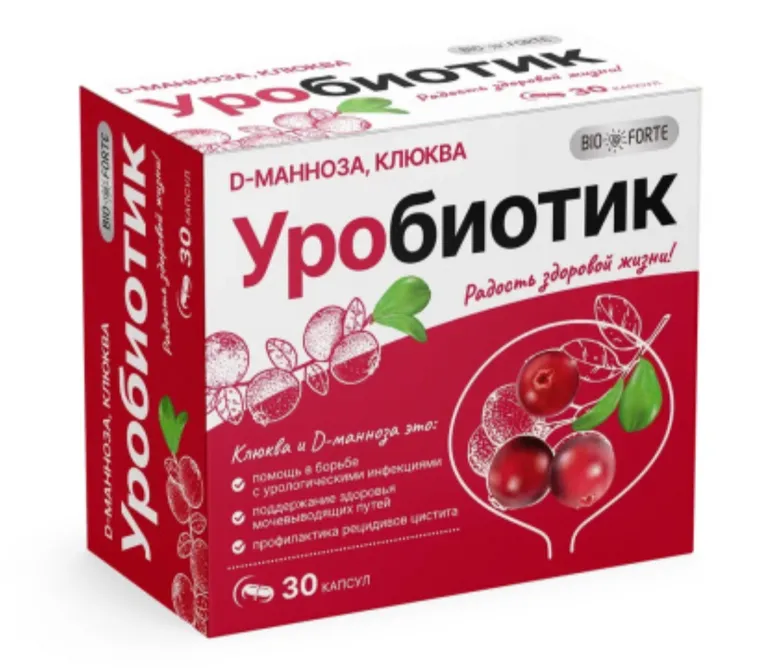 D-манноза с экстрактом клюквы Уробиотик БиоФорте капс. 723 мг № 30 БАД