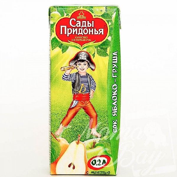 Сок Сады Придонья яблоко груша с мякотью без сахара 200 мл 5+