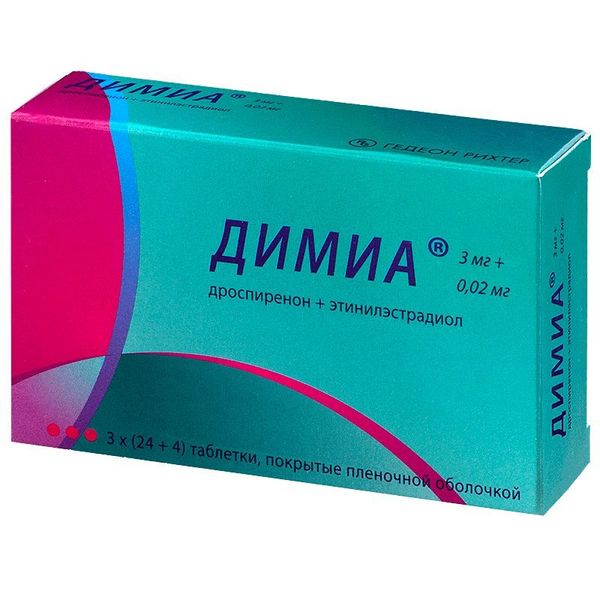 Димиа табл. п.п.о. 3 мг+0.02 мг № 84