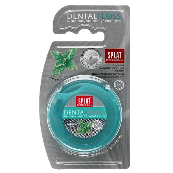 Зубная нить Сплат профессионал дентал флосс тонкая вощеная экстра минт 30 м