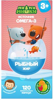 Рыбный жир Ми-Ми-Мишки капс. жев. детский  фруктово-ягодный микс 400 мг №120  БАД