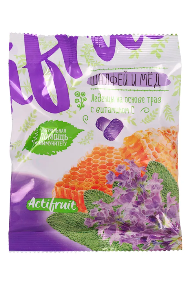 Актифрут карамель леденцовая с вит С 60 г вкус шалфея с медом БАД