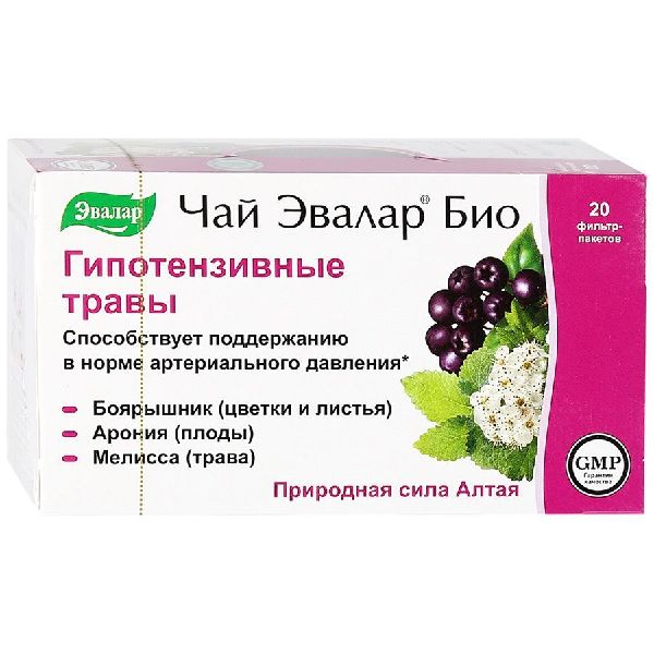 Чай Эвалар Био Гипотензивные травы ф/п 1.5 г № 20 БАД