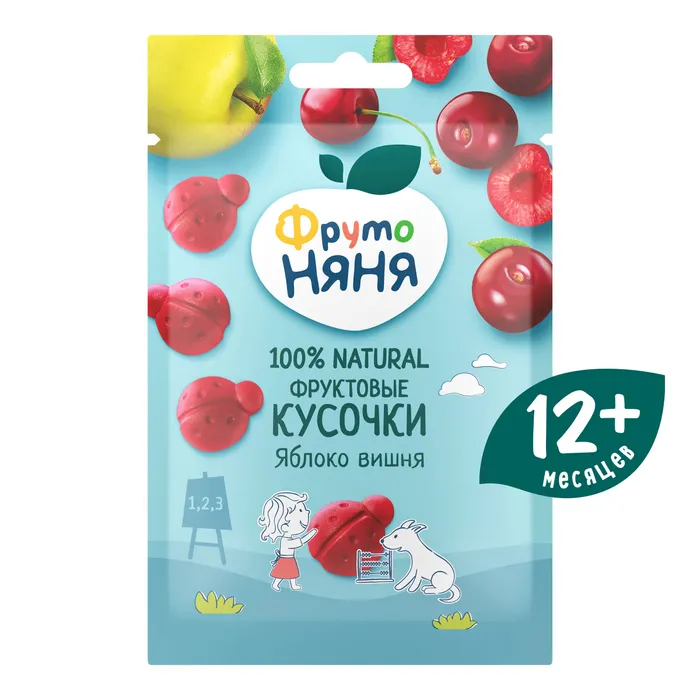Фруктовые кусочки Фрутоняня яблоко и вишня Божьи коровки б/сахара 15 г 12+