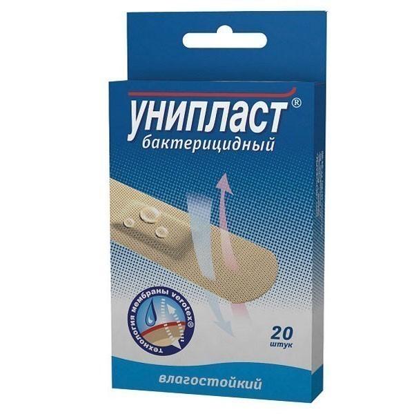 Лейкопластырь бактерицидный Унипласт 1.9х7.2 см № 20 влагостойкий