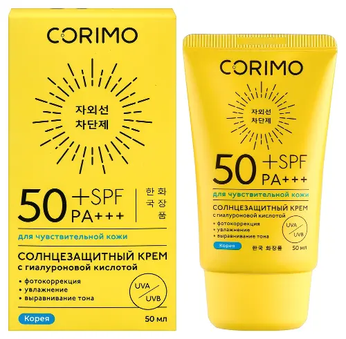 Крем солнцезащитный для лица и тела Коримо с гиалур. к-той SPF 50+ водостойкий 50 мл 