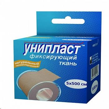 Лейкопластырь 5х500 см Унипласт фиксирующий натур. ткан. основа