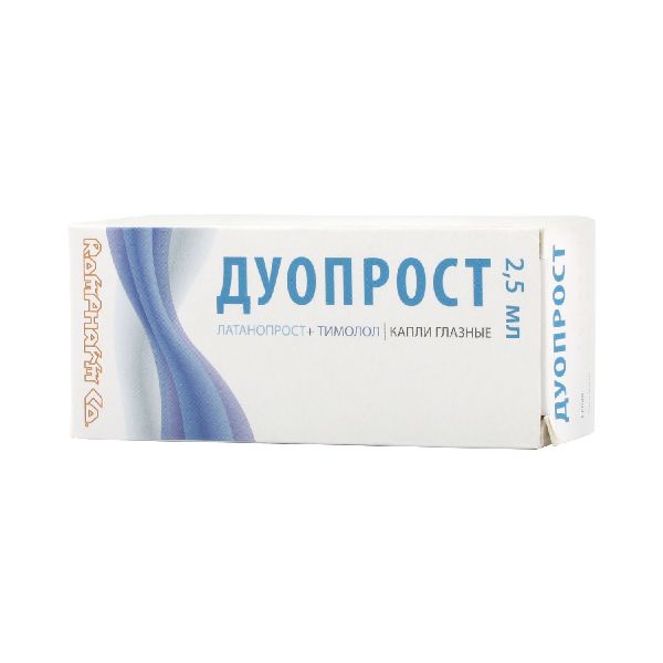 Дуопрост капли глазн. 0.05 мг/мл+5 мг/мл 2.5 мл № 1