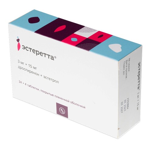Эстеретта табл. п.п.о. 3 мг+15 мг № 28