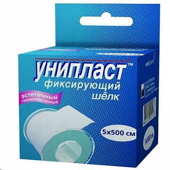 Лейкопластырь 5х500 см Унипласт фиксирующий шелк. основа