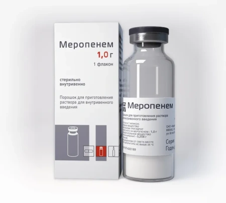 Меропенем пор. для приг. р-ра в/в введ. 1000 мг № 1