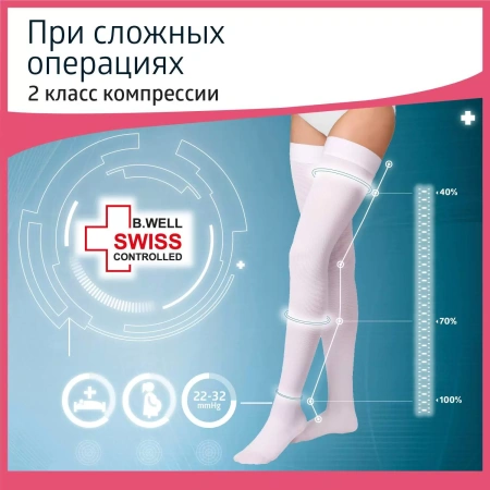 Чулки компрессионные мед. противоэмбол. Би Велл JW-224 (2 класс компр.) 22-32 мм рт. ст. р.3 белый
