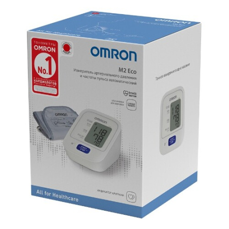 Тонометр автомат Омрон М2 Eco (RU) с индикатором аритмии + веерообразная манжета 22-32 см