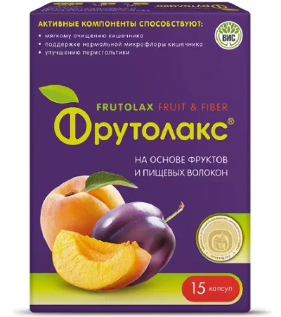Фрутолакс на основе фруктов и пищевых волокон капс. 0.35 г № 15 БАД