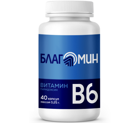 Благомин Витамин В6 (пиридоксин) капс. 0.25 г № 40 БАД