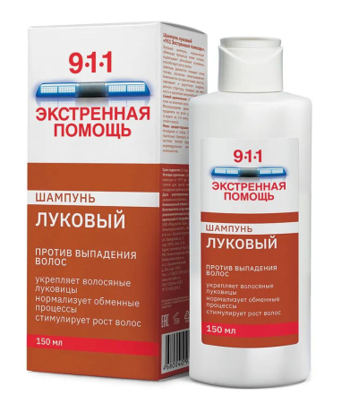 911 Шампунь луковый Мирролла Экстренная помощь против выпадения волос и облысения 150 мл