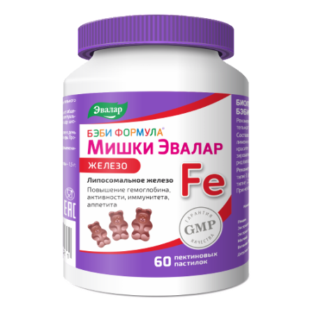 Бэби Формула Мишки Железо паст. жев. 2.5 г № 60 БАД