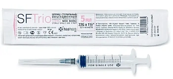 Шприц инъекционный 5 мл трехкомпонентный  SF Trio с иглой 22G 0.7х40 мм №1
