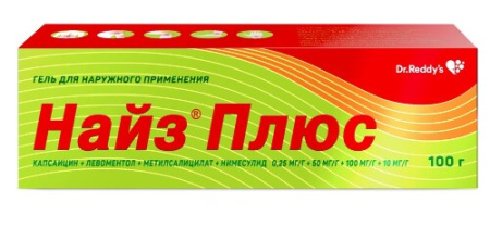 Найз Плюс гель для нар. прим. 0.25+50+100+10 мг/г 100 г