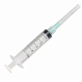 Шприц инъекционный 5 мл трехкомпонентный с иглой 22G 0.7х38 мм №90