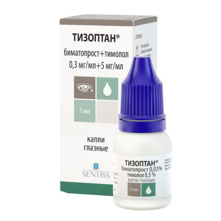 Тизоптан капли глазн. 0.3 мг/мл+5 мг/мл 3 мл