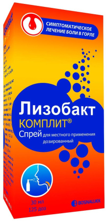 Лизобакт Комплит спрей для местн. прим. доз. 0.1+4+0.3 мг/доза 125 доз