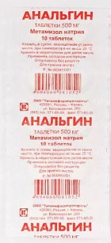 Анальгин табл. 500 мг № 20