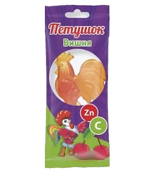 Леденцовая карамель с Цинком и витамином С Петушок вкус вишни 17 г БАД