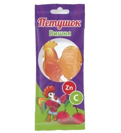Леденцовая карамель с Цинком и витамином С Петушок вкус вишни 17 г БАД