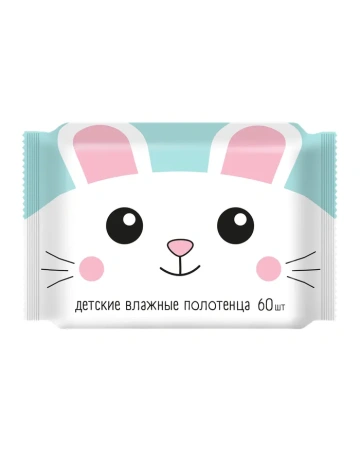 Полотенца влажные Детские универс. с экстрактом ромашки, алоэ и вит Е № 60