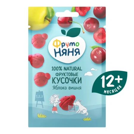 Фруктовые кусочки Фрутоняня яблоко и вишня Божьи коровки б/сахара 15 г 12+