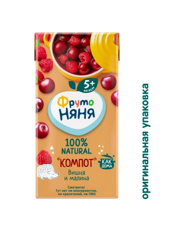 Компот Фрутоняня малина вишня 200 мл 5+
