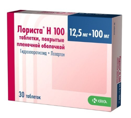 Лориста Н 100 табл. п.п.о. 12.5 мг + 100 мг № 30