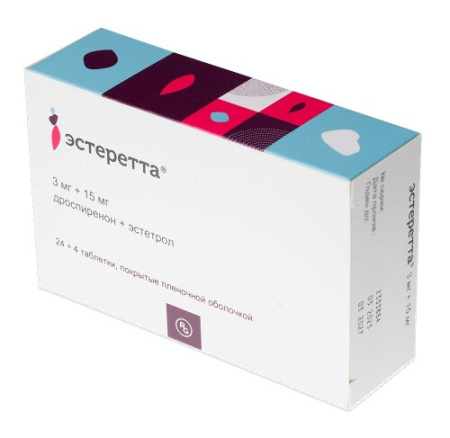 Эстеретта табл. п.п.о. 3 мг+15 мг № 28
