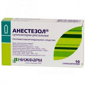 Анестезол супп. рект. 100 мг+40 мг+20 мг+4 мг № 10