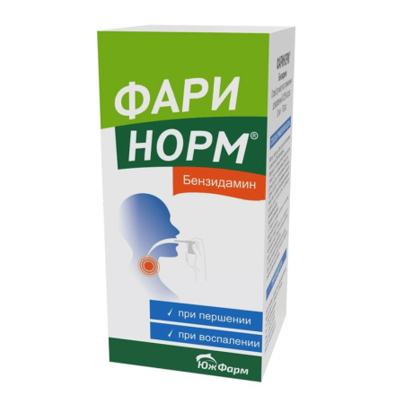 Фаринорм Бензидамин спрей для местн. прим. доз. 0.255 мг/доза 176 доз 30 мл